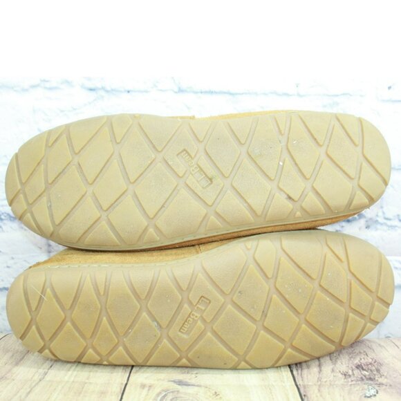 LL Bean Brown Suede Wicked Good Shearling Lined Moccasin Slippers Size 13 M - Picture 9 of 9